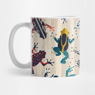 Quirky dart frogs dance // pattern // ivory textured background brightly multicoloured poison amphibians Mug
